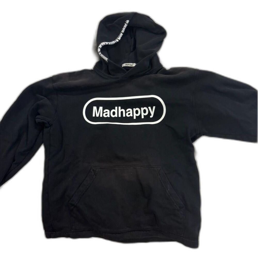 Madhappy Long Sleeve Graphic Print Pullover Hoodie Sweatshirt Black Small